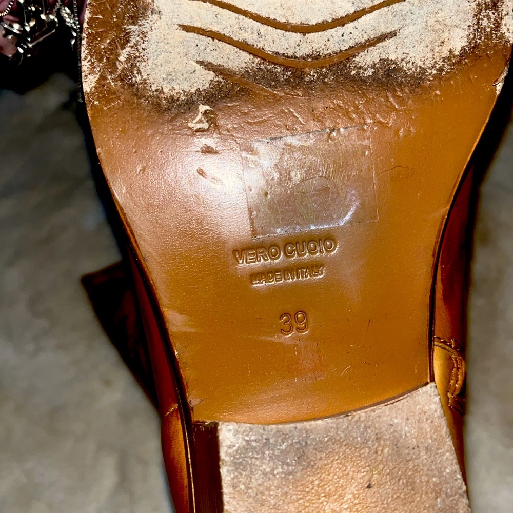 JD Julie Dee | Western Ankle  Boots | Brown leather gold metallic  | women 39 - Picture 12 of 15